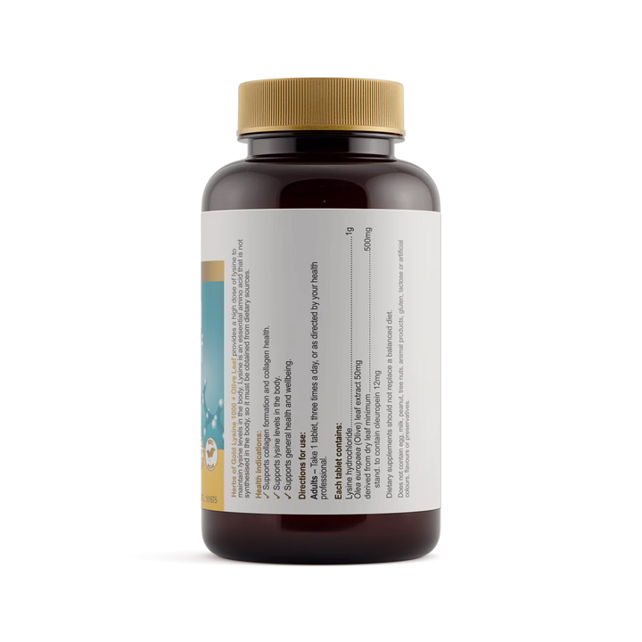 Herbs of Gold Lysine 1000 + Olive Leaf 100 Tablets