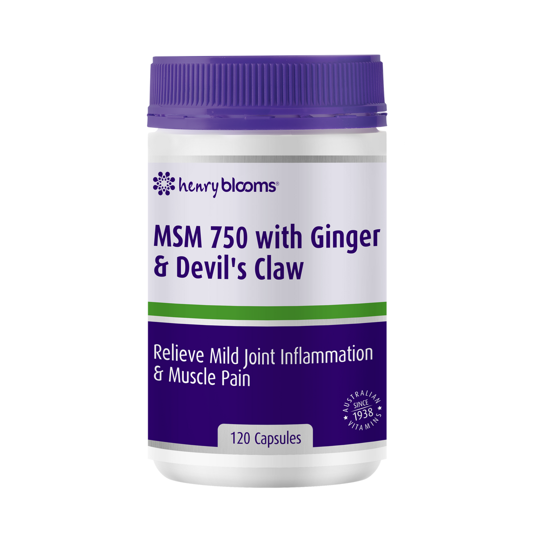 Henry Blooms MSM 750 With Ginger &amp; Devils Claw 120 Capsules