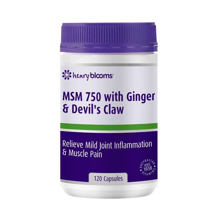 Henry Blooms MSM 750 With Ginger &amp; Devils Claw 120 Capsules