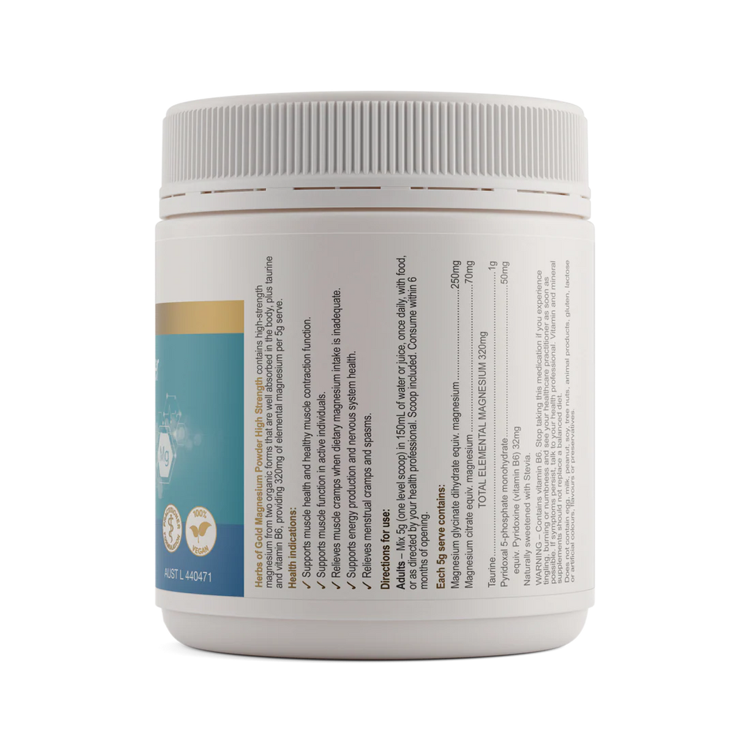 Herbs of Gold Magnesium Powder High Strength 300 Grams