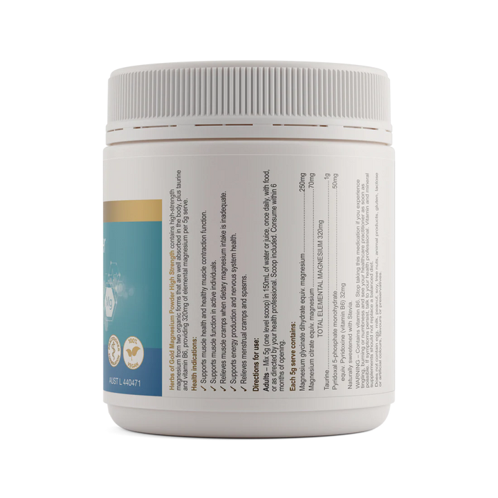 Herbs of Gold Magnesium Powder High Strength 300 Grams