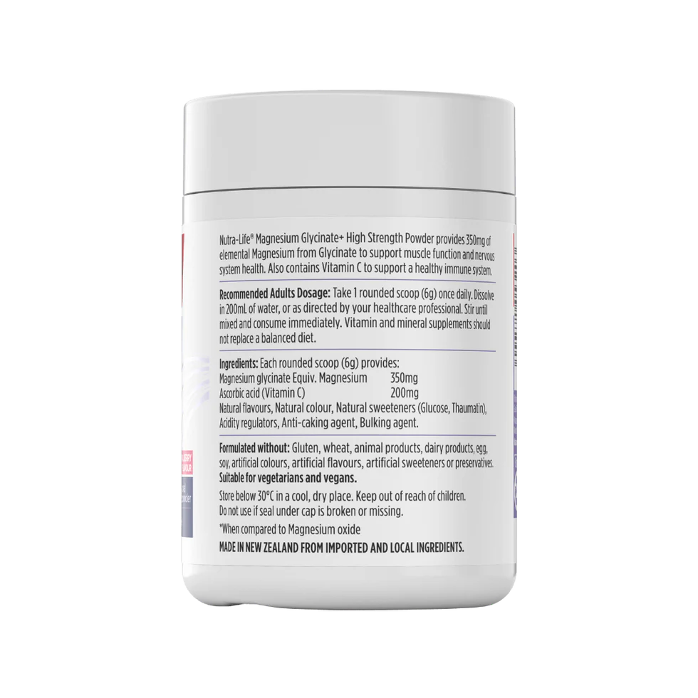 Nutra-Life Magnesium Glycinate+ High Strength Powder Berry Flavour 180G