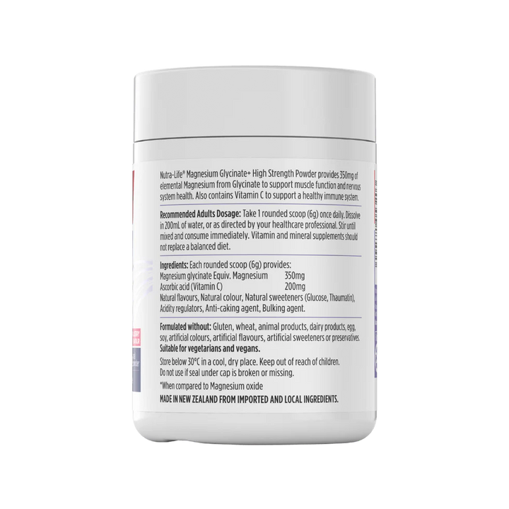 Nutra-Life Magnesium Glycinate+ High Strength Powder Berry Flavour 180G