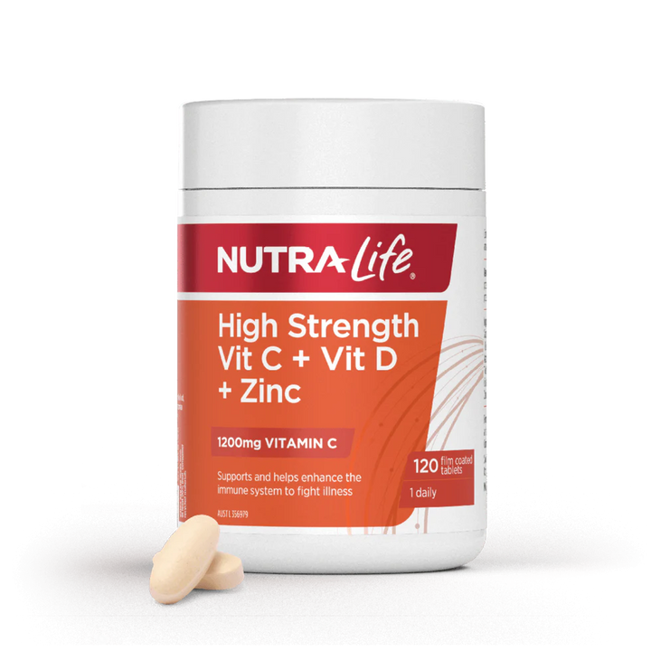 Nutra-Life High Strength Vitamin C, Vitamin D + Zinc 120 Tablets