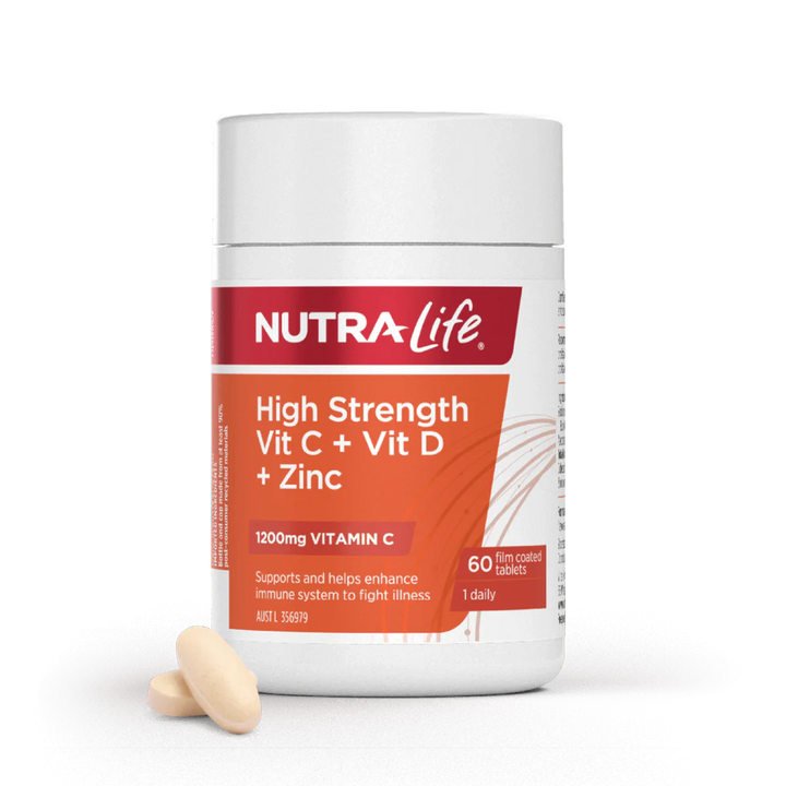 Nutra-Life High Strength Vitamin C + D + Zinc 60 Tablets
