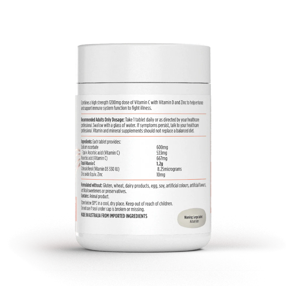 Nutra-Life High Strength Vitamin C + D + Zinc 60 Tablets