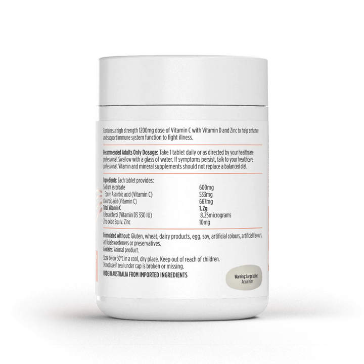 Nutra-Life High Strength Vitamin C + D + Zinc 60 Tablets