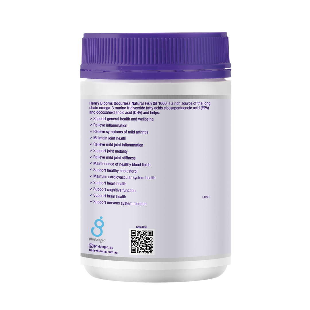 Henry Blooms Odourless Natural Fish Oil 1000mg 400 Capsules