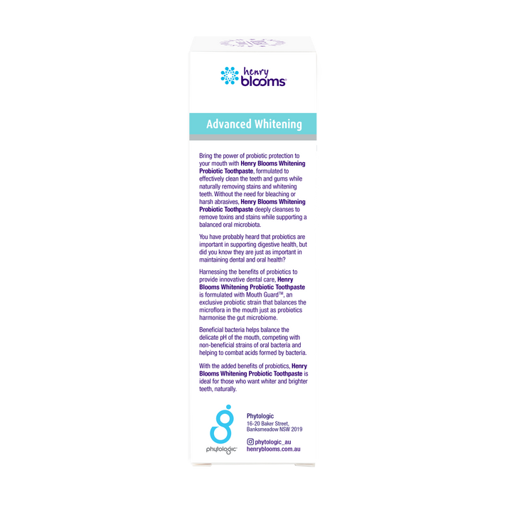 Henry Blooms Probiotic Toothpaste Advanced Whitening 100g