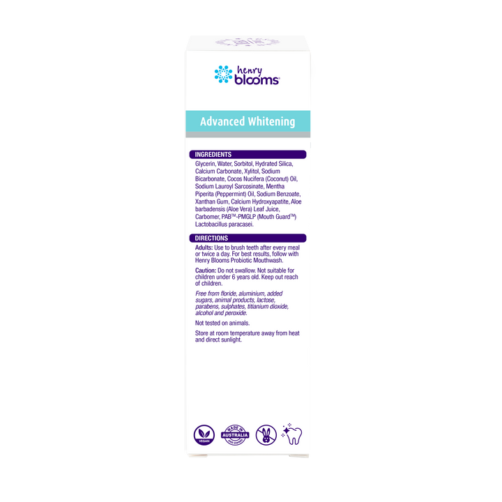 Henry Blooms Probiotic Toothpaste Advanced Whitening 100g