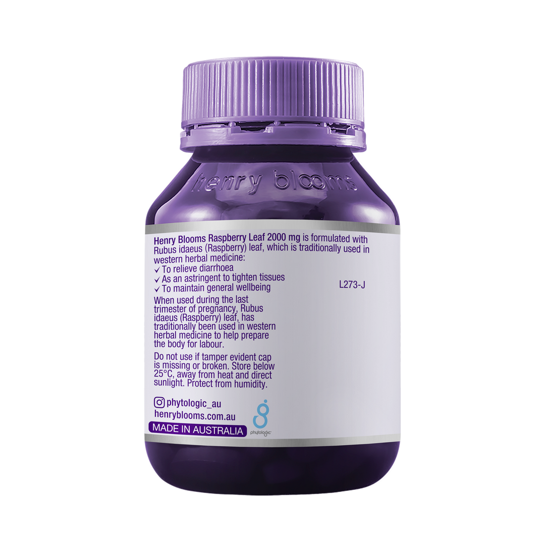 Henry Blooms Raspberry Leaf 2000mg 60 Capsules