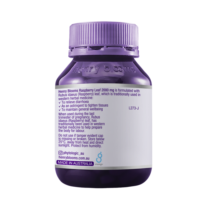 Henry Blooms Raspberry Leaf 2000mg 60 Capsules