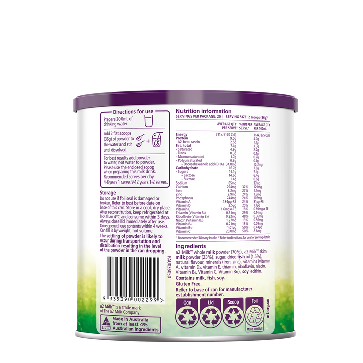 a2 Smart Nutrition® Fortified Milk Drink Powder 750g