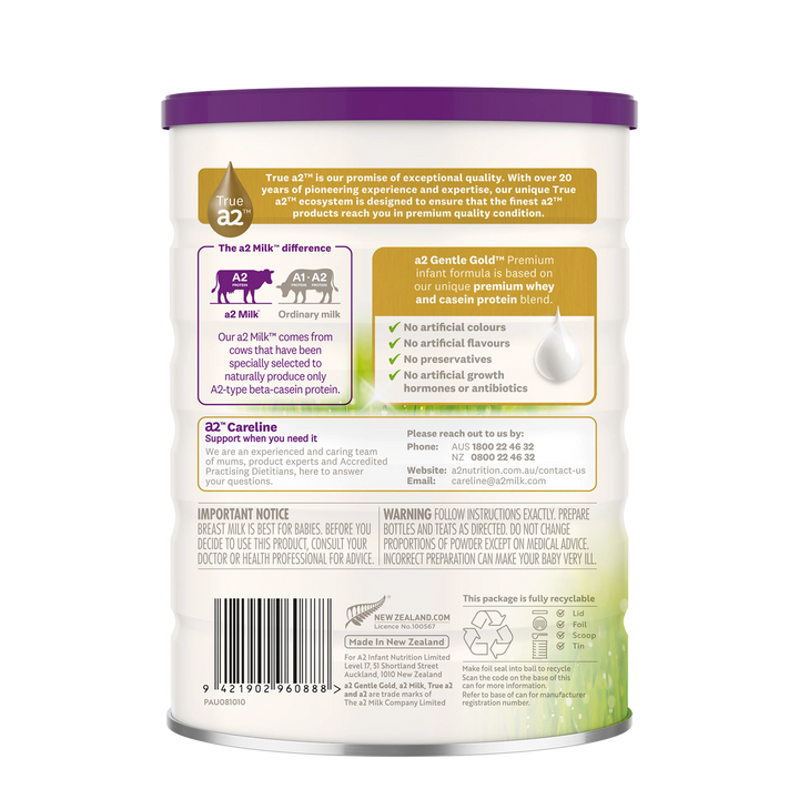 a2 Gentle Gold® Stage 1 Premium Formula 800g