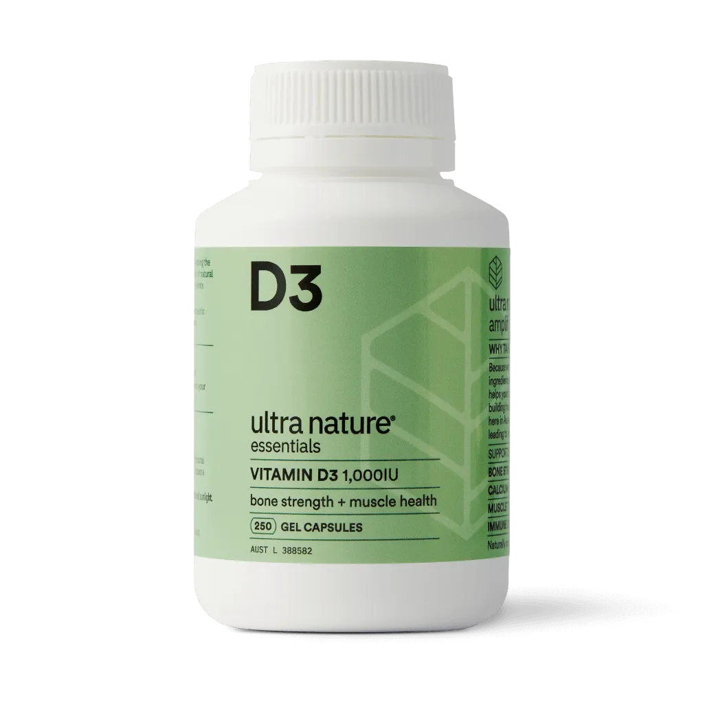 Ultra Nature Vitamin D3 1000IU 250 Capsules