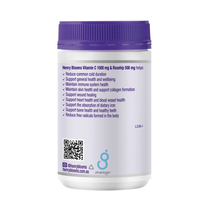 Henry Blooms Vitamin C 1000mg &amp; Rosehip 500mg 180 Tablets