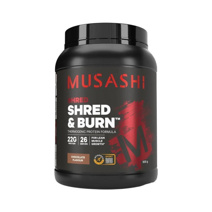 Musashi Shred &amp; Burn Protein Powder Chocolate 900 g