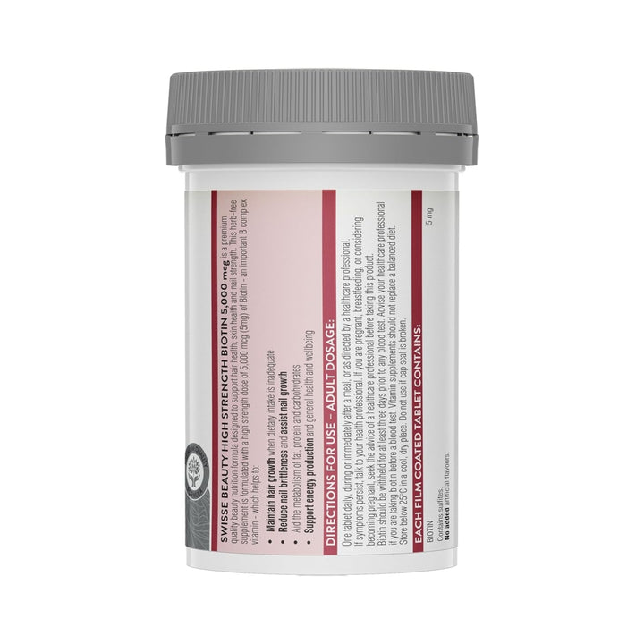 Swisse Beauty High Strength Biotin 5,000 Mcg 100 Tablets