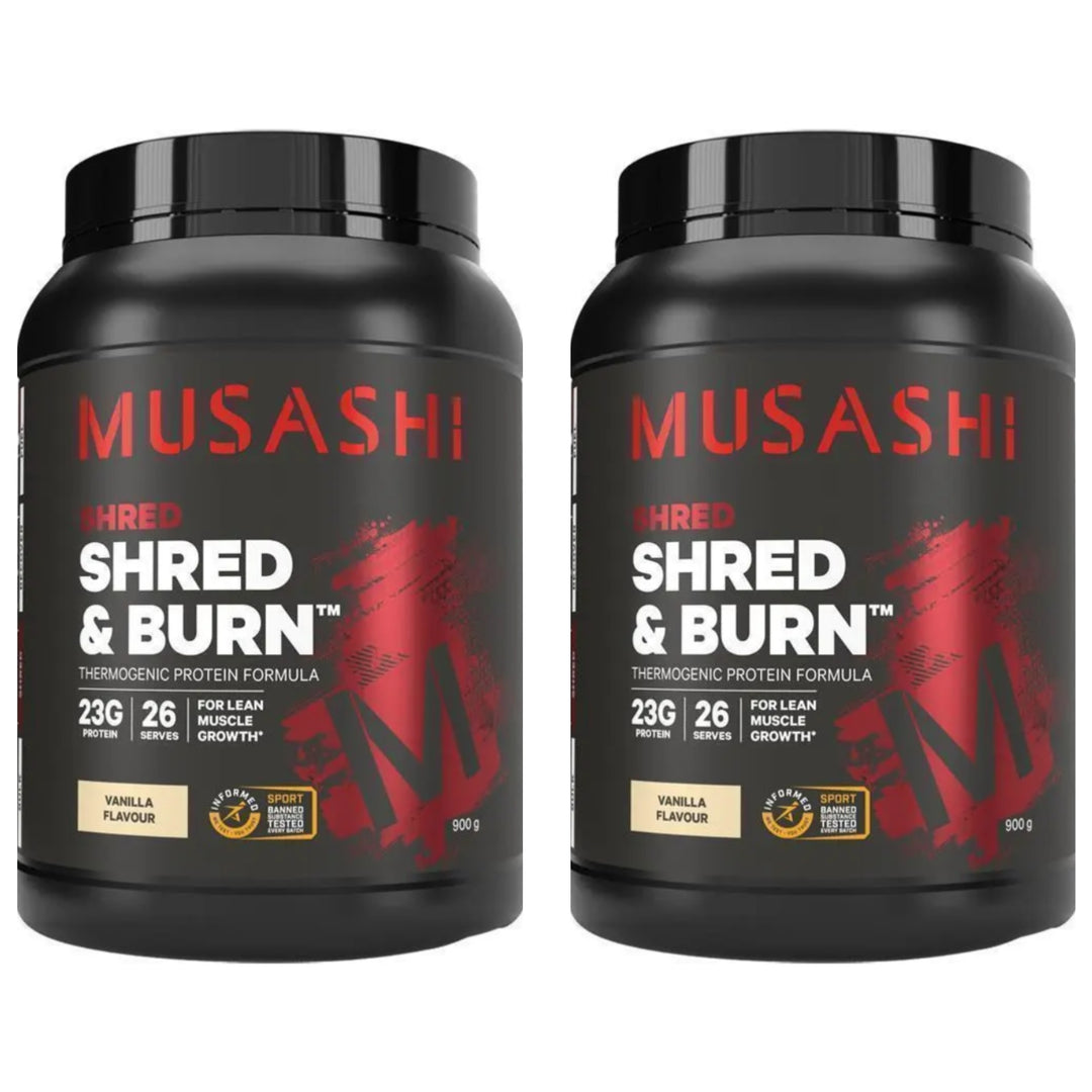 Musashi Shred &amp; Burn Protein Powder Vanilla 900g
