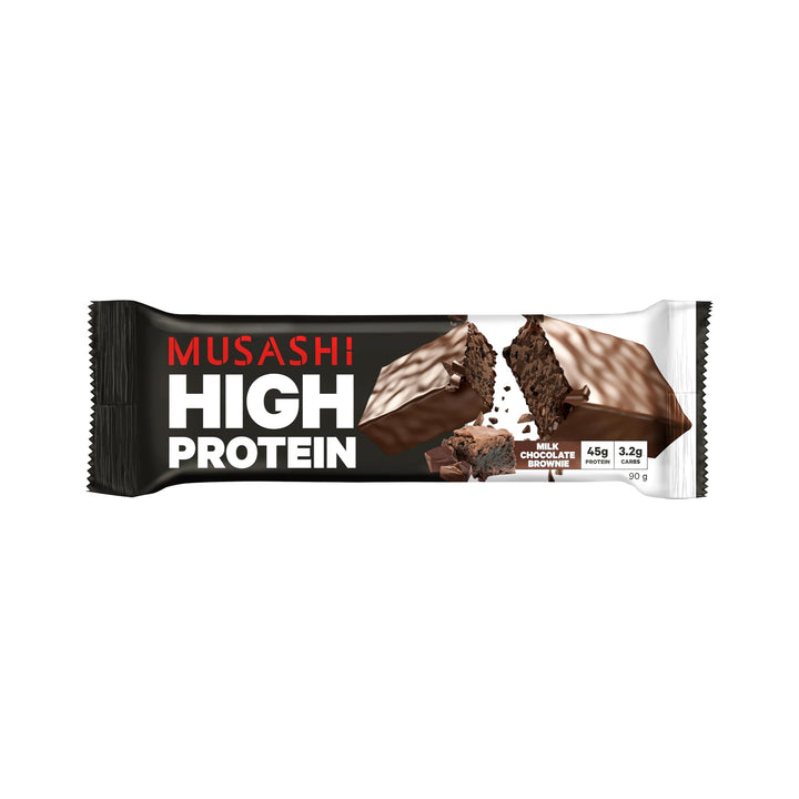 Musashi High Protein Bar Milk Chocolate Brownie Pack of 12 (12 x 90g Protein Bars)