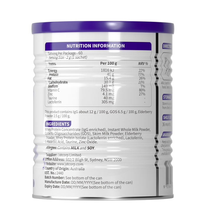 Moroka Modified Milk Powder with Lactoferrin Elderberry 120 g