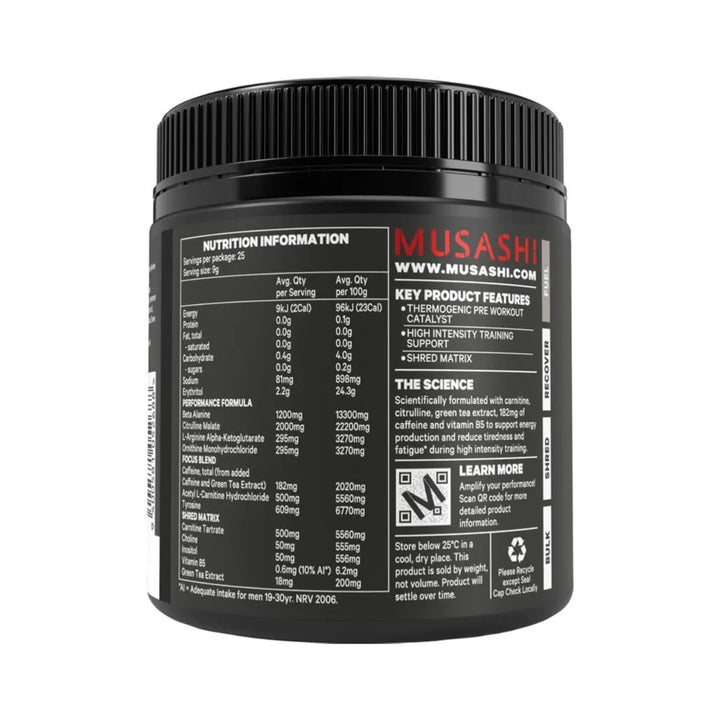 Musashi Pre Workout Shred Watermelon 225g