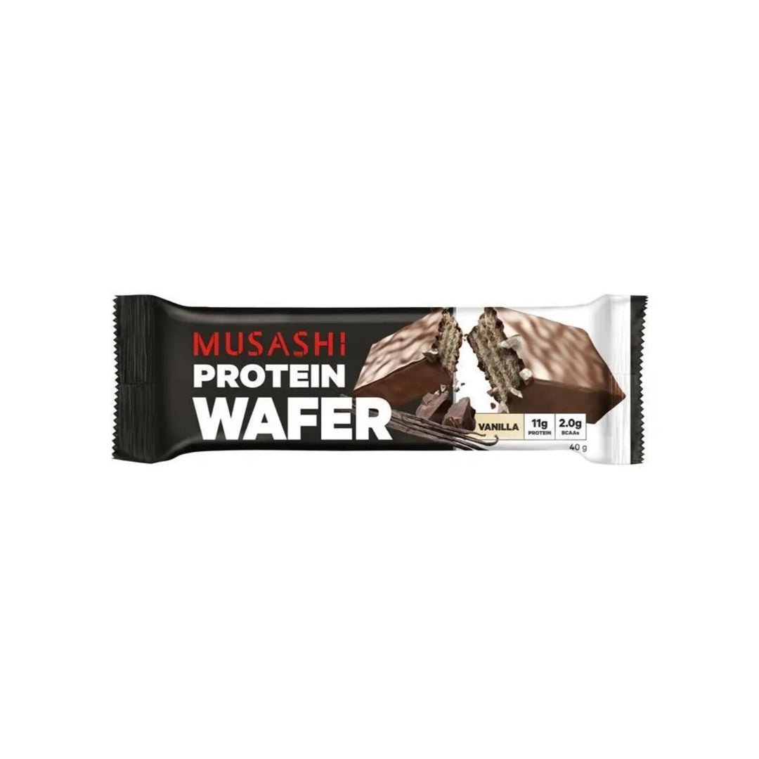 Musashi Protein Wafer Bar Vanilla Pack of 12 (12 x 40g Protein Wafer Bars)