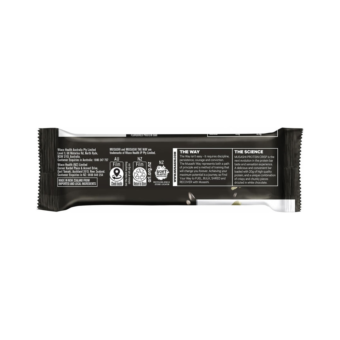 Musashi Protein Crisp White Choc Cookies &amp; Cream Pack of 12 (12 x 60g Protein Crisp Bars)