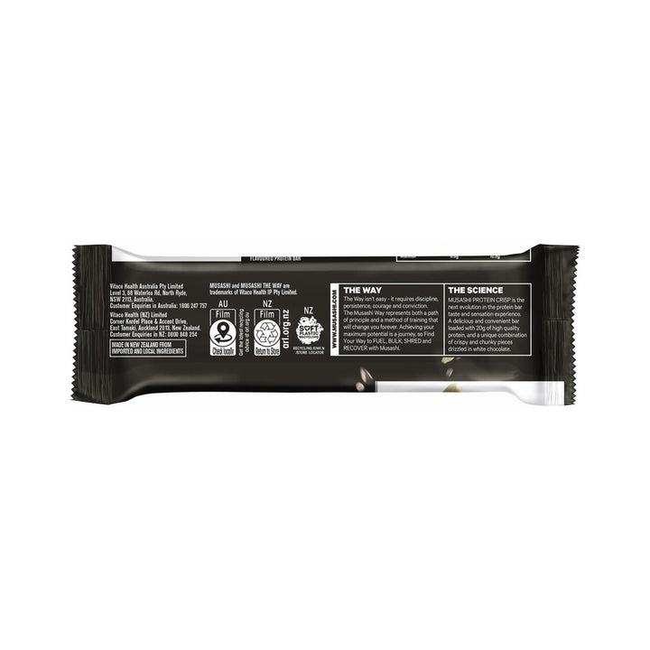 Musashi Protein Crisp White Choc Cookies &amp; Cream Pack of 12 (12 x 60g Protein Crisp Bars)