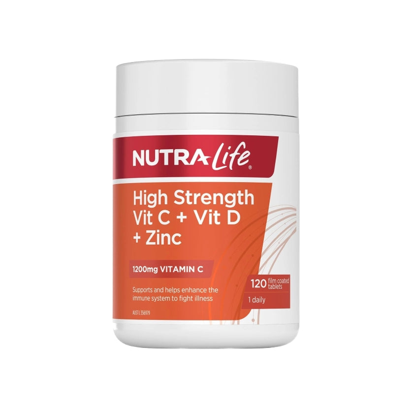 Nutra-Life High Strength Vitamin C, Vitamin D + Zinc 120 Tablets