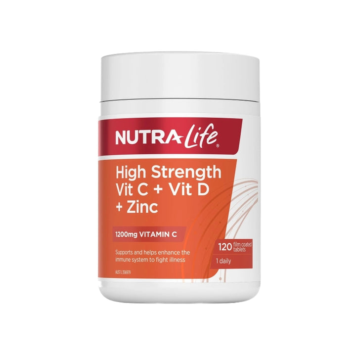 Nutra-Life High Strength Vitamin C, Vitamin D + Zinc 120 Tablets