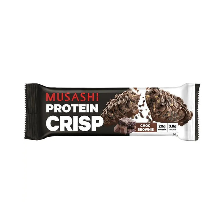 Musashi Protein Crisp Choc Brownie Pack of 12 (12 x 60g Protein Crisp Bars)
