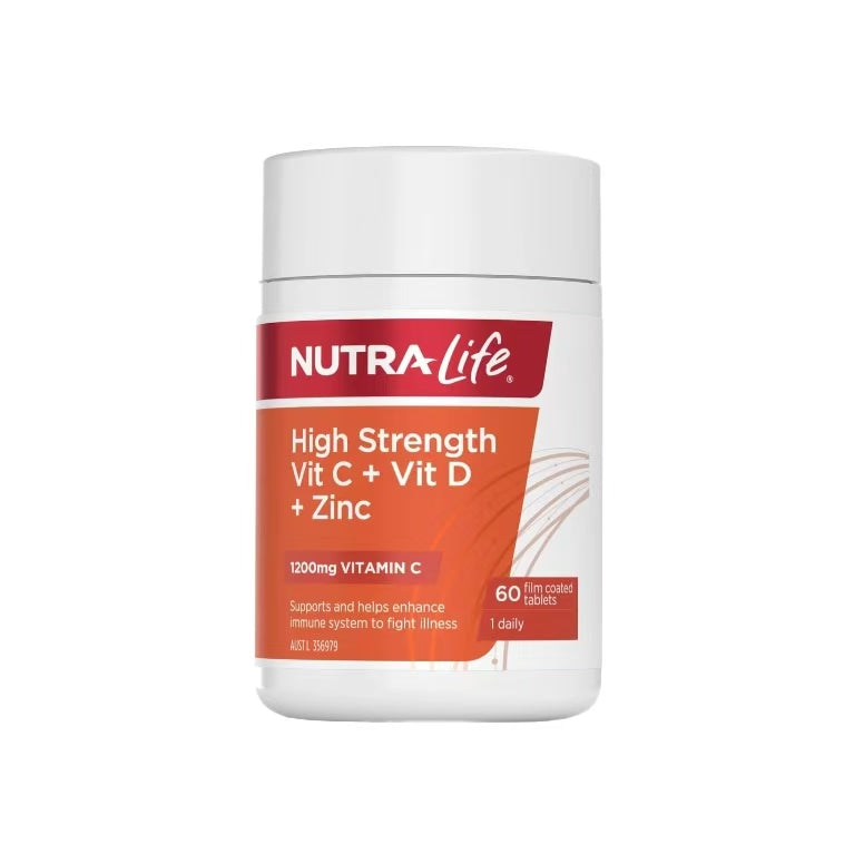 Nutra-Life High Strength Vitamin C + D + Zinc 60 Tablets