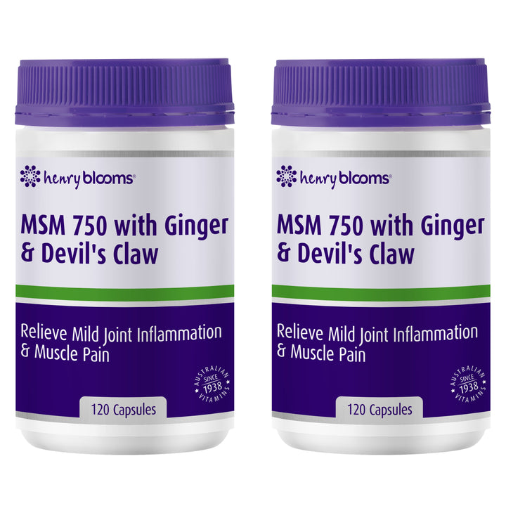 Henry Blooms MSM 750 With Ginger &amp; Devils Claw 120 Capsules