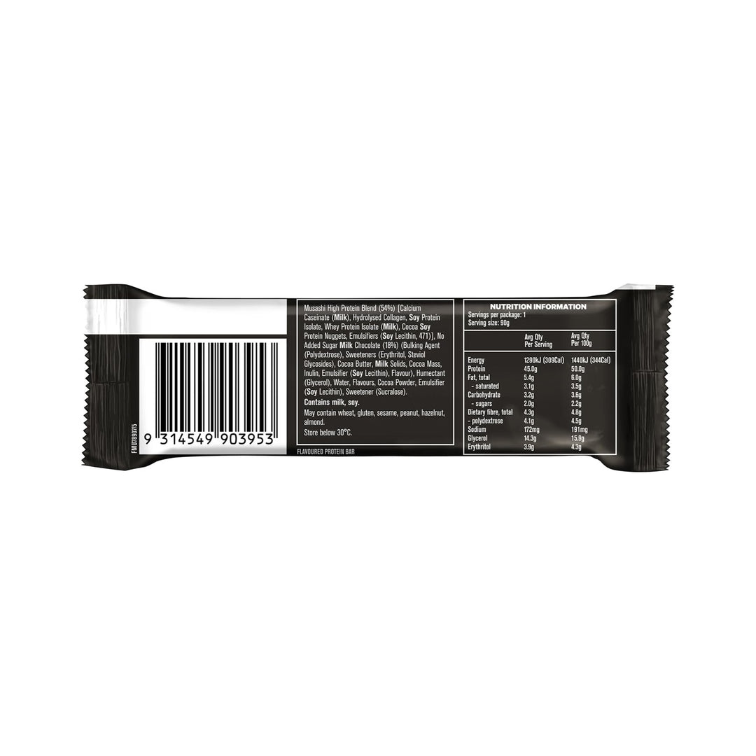 Musashi High Protein Bar Milk Chocolate Brownie Pack of 12 (12 x 90g Protein Bars)