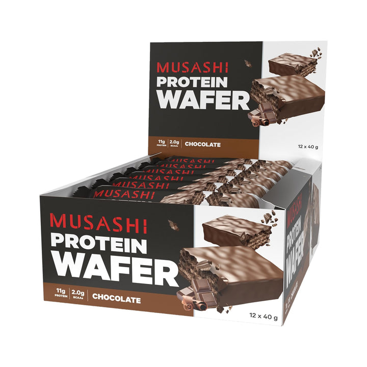 Musashi Protein Wafer Bar Chocolate Pack of 12 (12 x 40g Protein Wafer Bars)