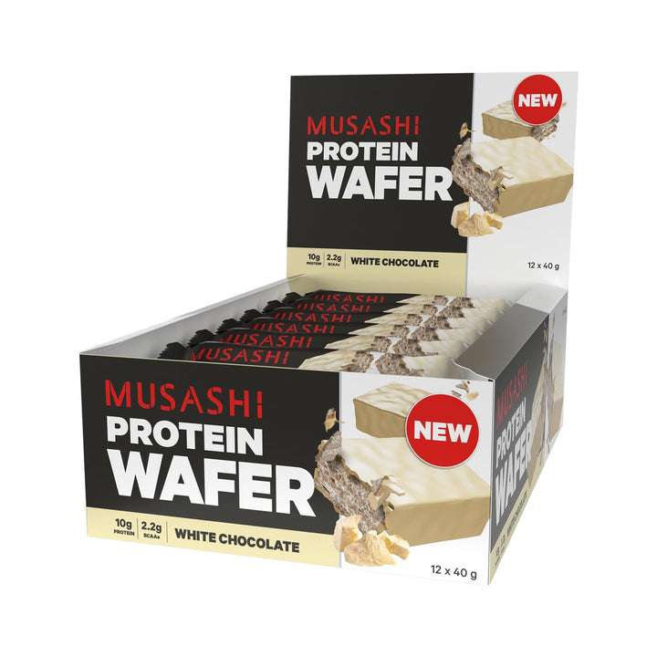Musashi Protein Wafer Bar White Chocolate Pack of 12 (12 x 40g Protein Wafer Bars)
