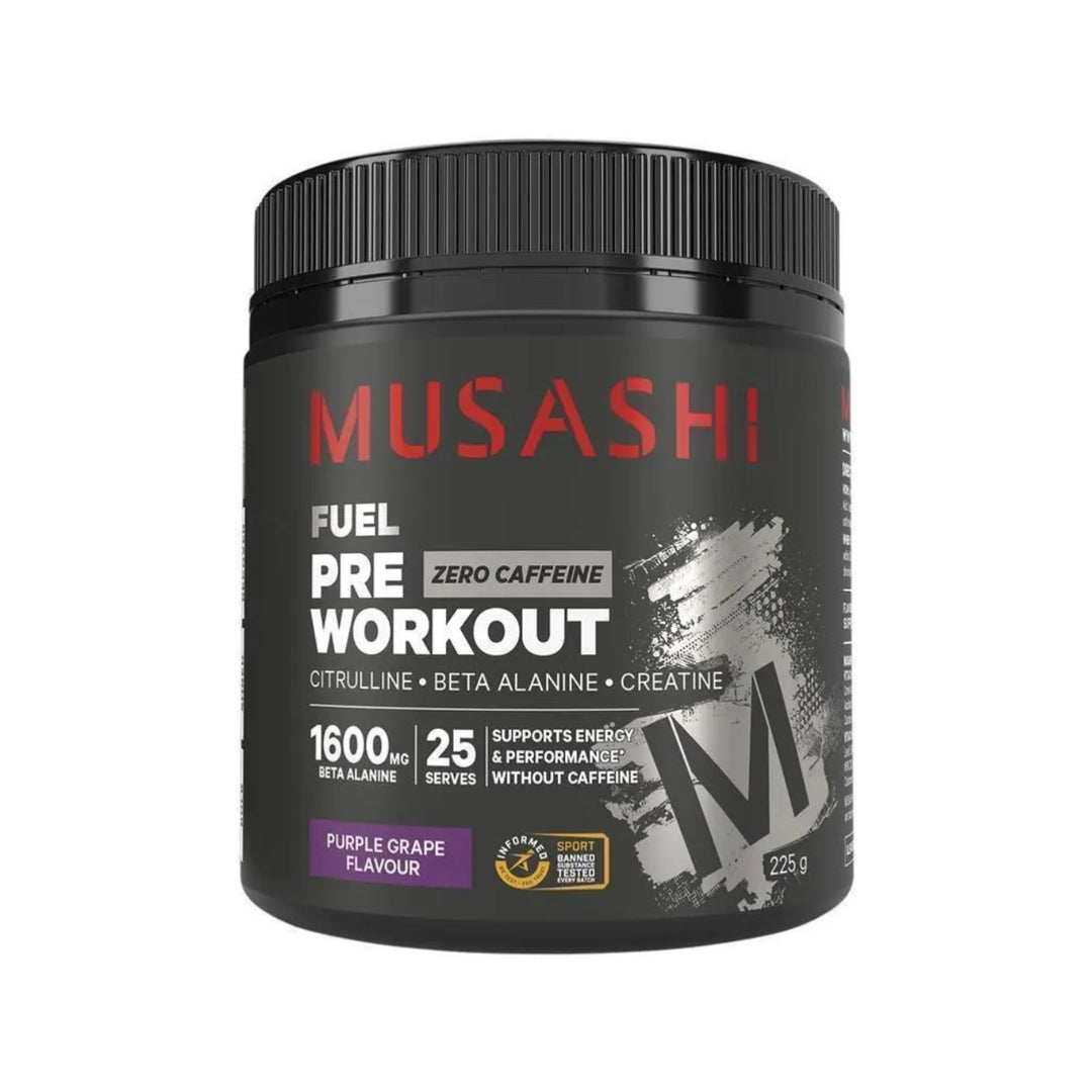 Musashi Pre Workout Zero Caffeine Purple Grape 225g