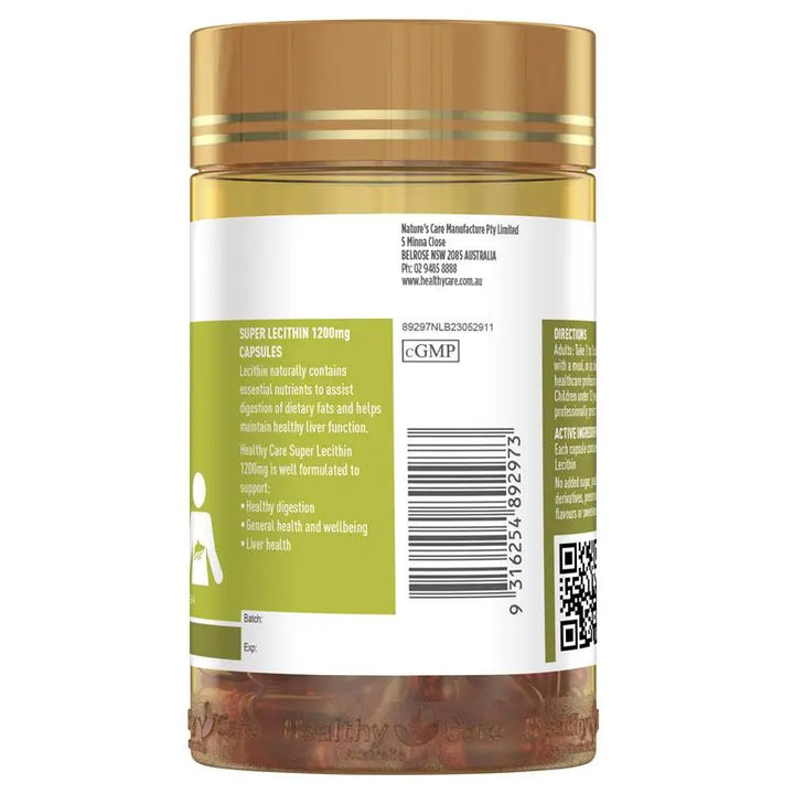 Healthy Care Super Lecithin 1200mg 100 Capsules