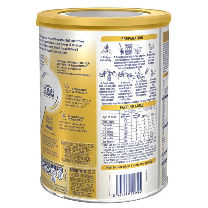 Nestlé NAN SUPREMEpro 1 Premium Starter Baby Infant Formula Powder 800g