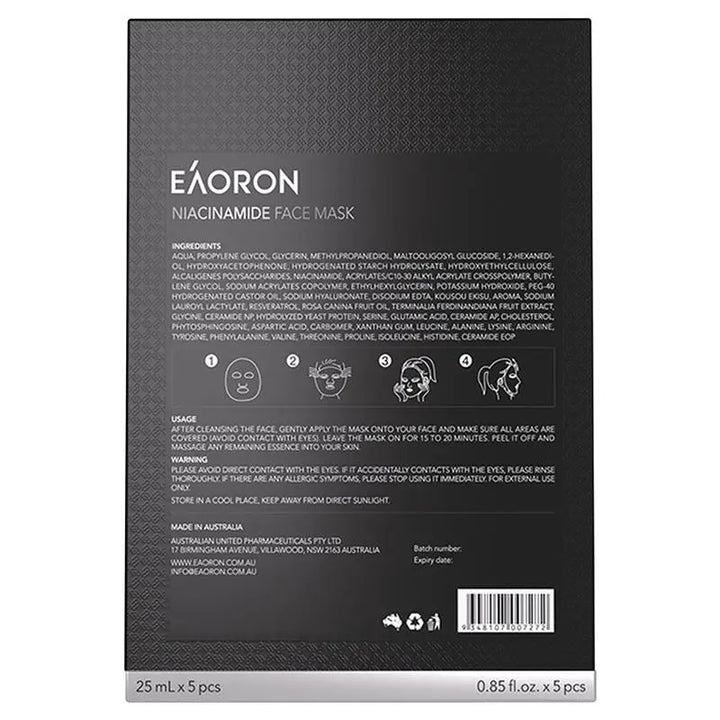 Eaoron Niacinamide Face Mask（5 Masks × 25 mL Each）