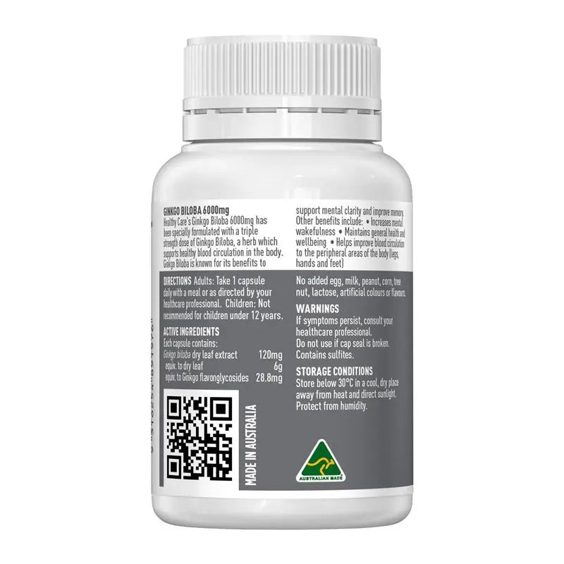 Healthy Care Ginkgo Biloba 6000mg 60 Capsules