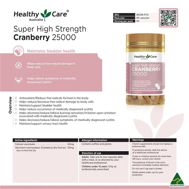 Healthy Care Super High Strength Cranberry 25000 90 Capsules