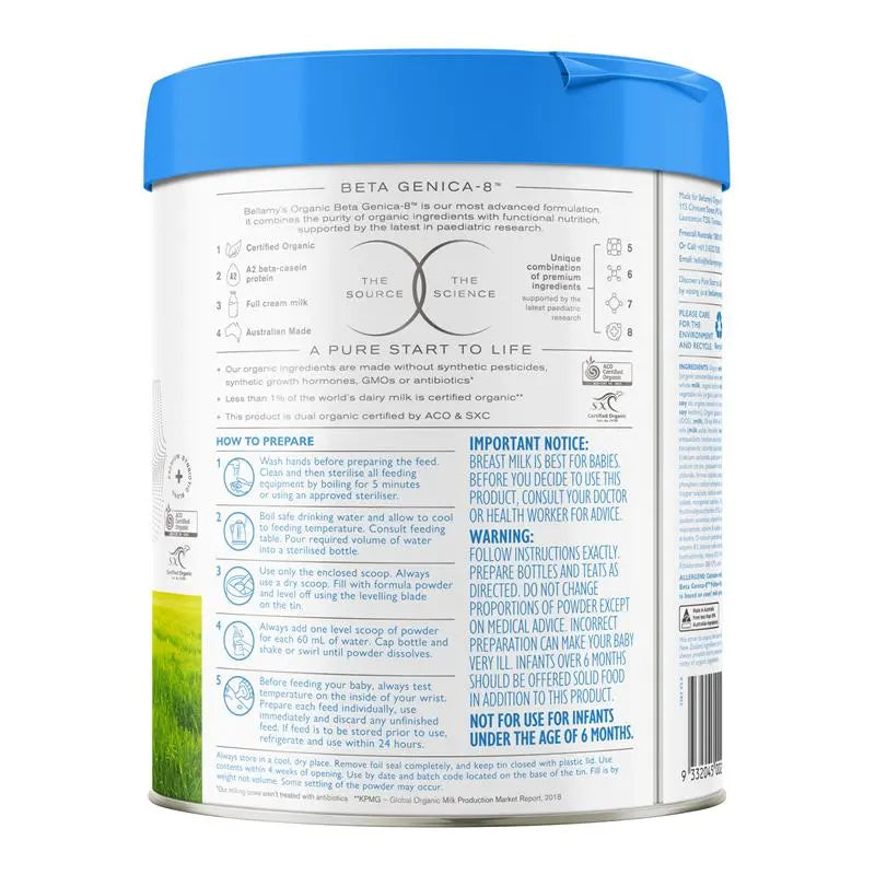 贝拉米 Beta Genica-8™ 2段较大婴儿配方奶粉 800克
