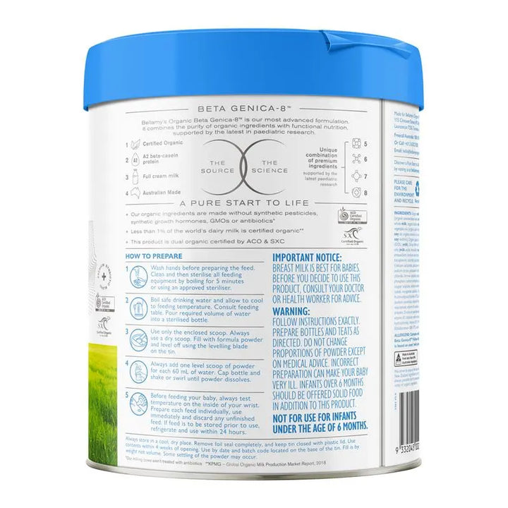 贝拉米 Beta Genica-8™ 2段较大婴儿配方奶粉 800克
