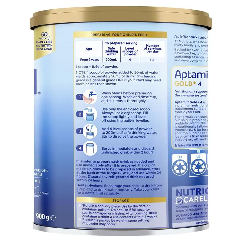 Aptamil Gold+ 4 Junior Nutritional Supplement Milk Drink 900g