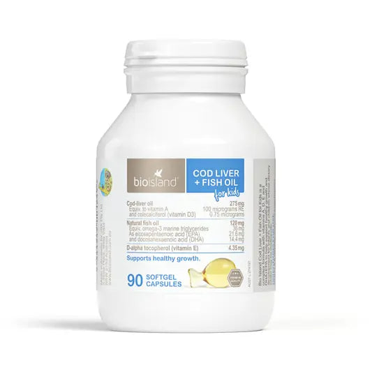Bio Island Cod Liver + Fish Oil Kids 90 Capsules