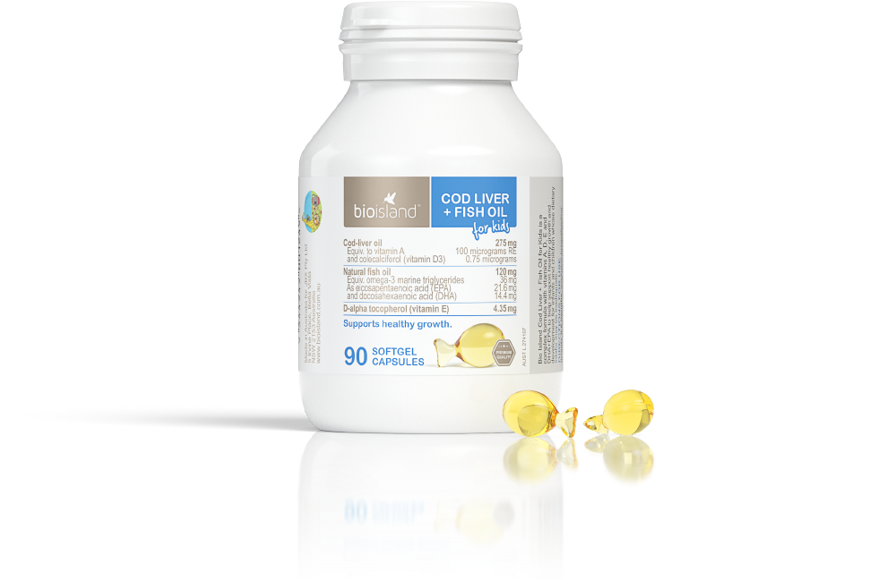 Bio Island Cod Liver + Fish Oil Kids 90 Capsules