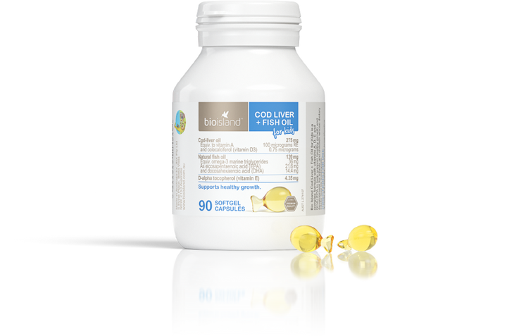 Bio Island Cod Liver + Fish Oil Kids 90 Capsules